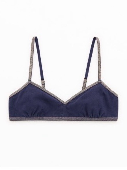Aerie Real Good Wireless Bralette Navy Blue Metallic Trim Size M & L Nwt